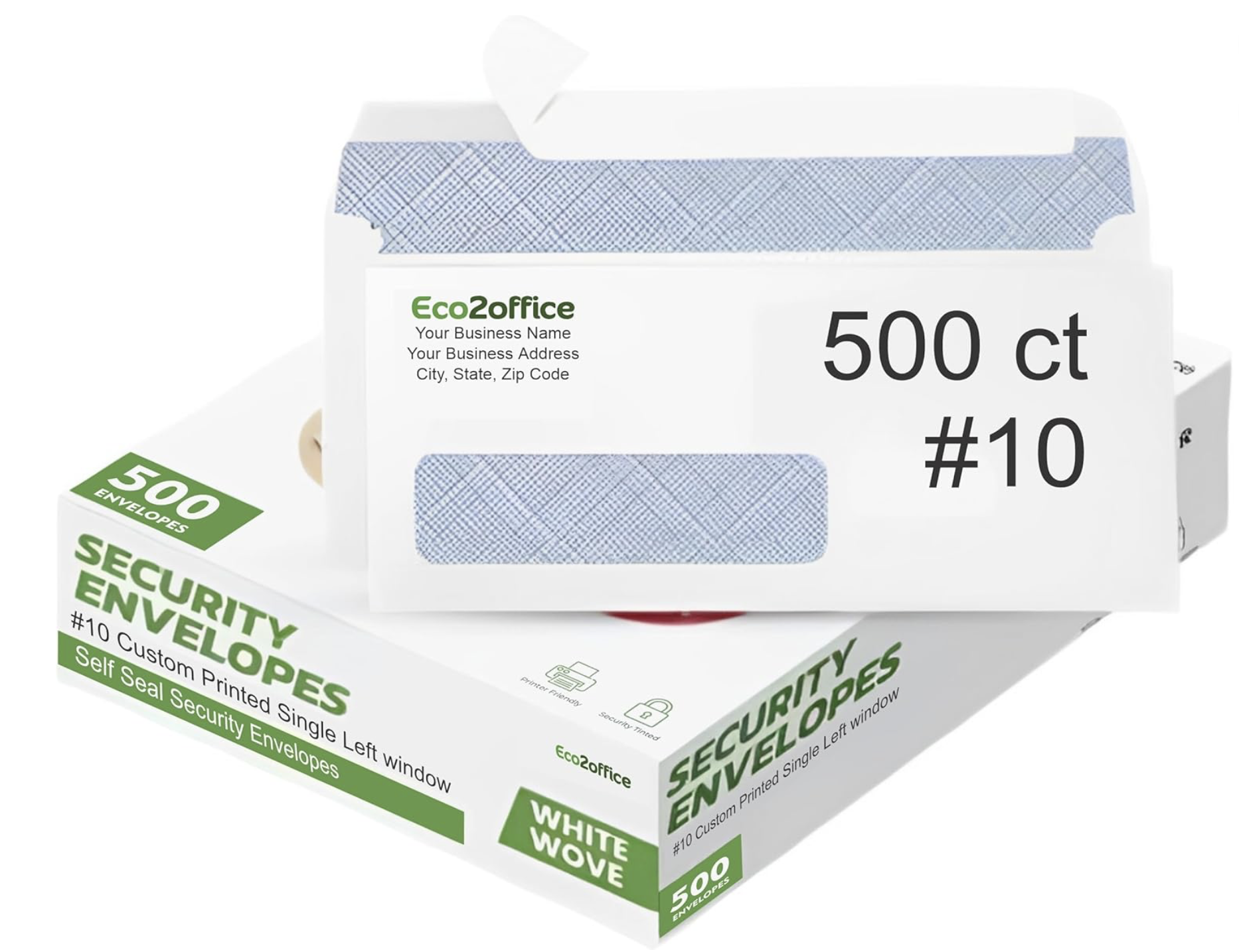 500 #10 Security Envelopes - Self Seal, Privacy Tint, 4 1/8 X 9 1/2 Inch